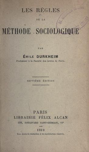 Cover of Les règles de la méthode sociologique