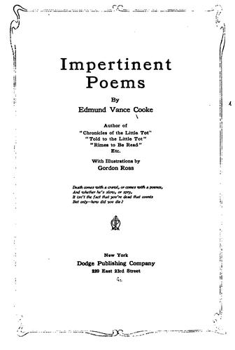Cover of Impertinent poems