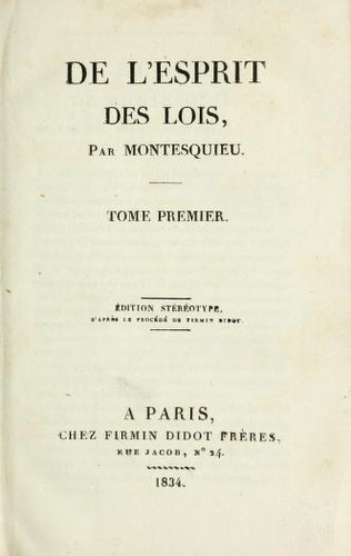 Cover of De l'esprit des lois