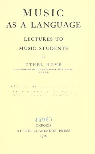 Cover of Music As a Language