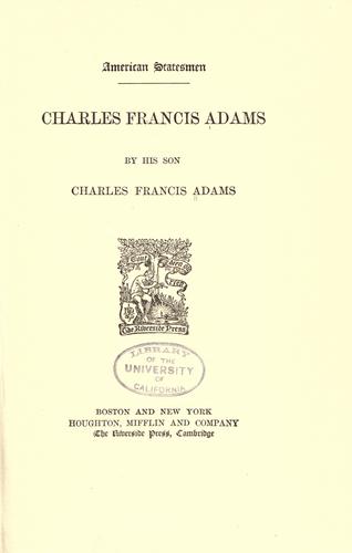 Cover of Charles Francis Adams