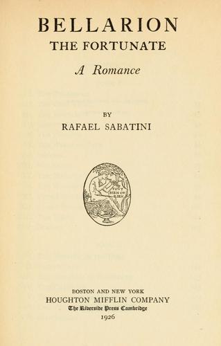 Cover of Bellarion the fortunate