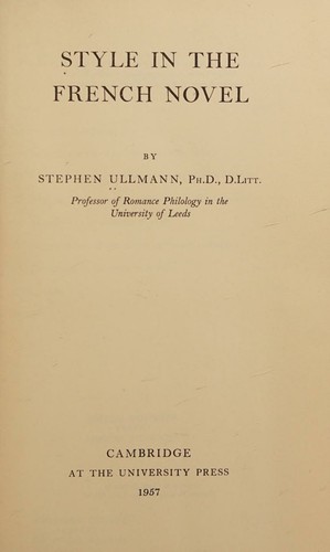 Cover of Style in the French novel