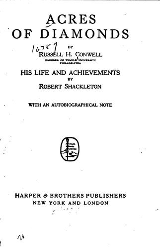 Cover of Acres of diamonds