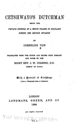 Cover of Cetshwayo's Dutchman