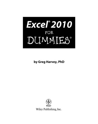 Cover of Excel 2010 For Dummies