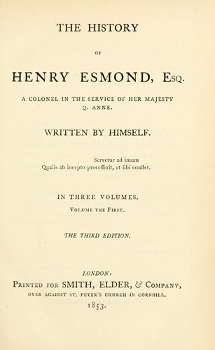 Cover of History of Henry Esmond, Esq
