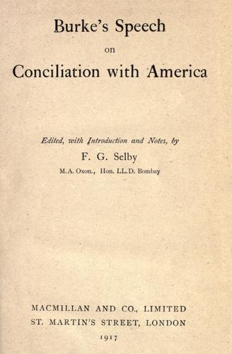 Cover of Speech on conciliation