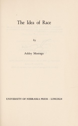Cover of The idea of race