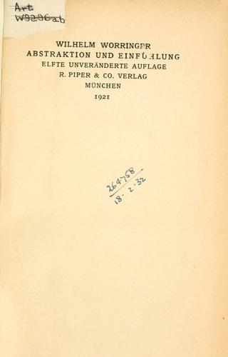 Cover of Abstraktion und Einfühlung