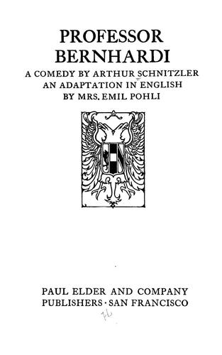 Cover of Professor Bernhardi