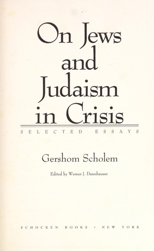 Cover of On Jews and Judaism in crisis