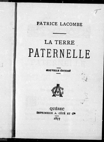 Cover of La terre paternelle