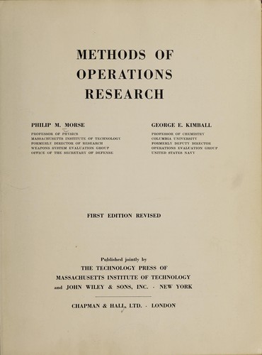 Cover of Methods of operations research