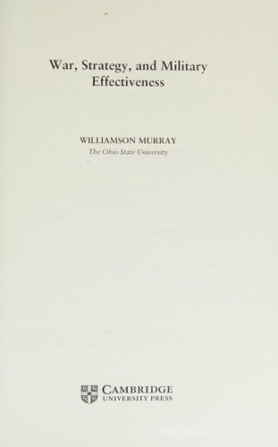 Cover of War, strategy, and military effectiveness