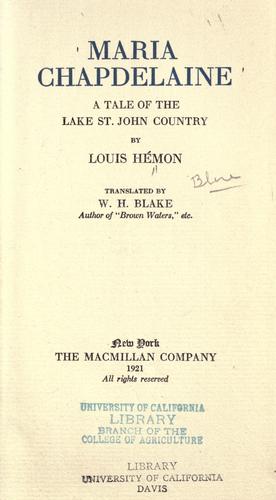 Cover of Maria Chapdelaine