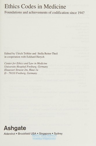 Cover of Ethics codes in medicine