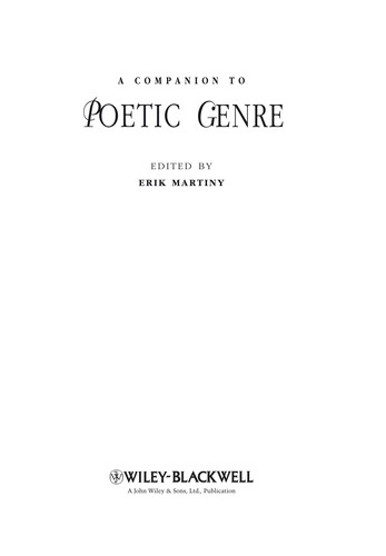 Cover of A companion to poetic genre