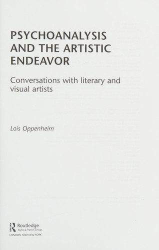 Cover of Psychoanalysis and the Artistic Endeavor