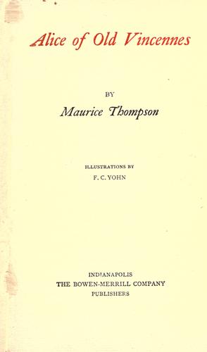 Cover of Alice of old Vincennes