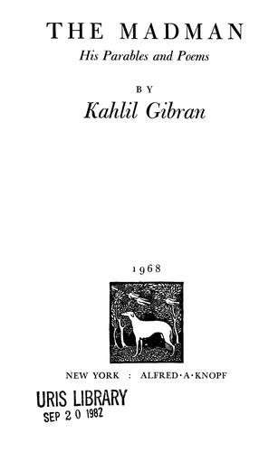 Cover of The madman, his parables and poems