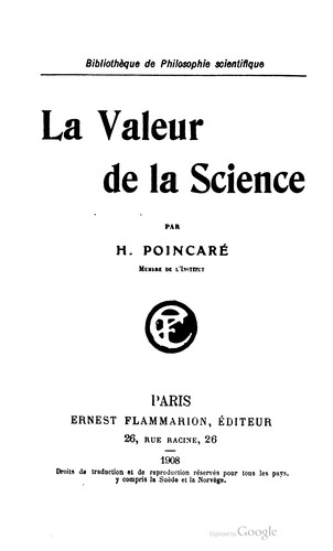 Cover of La valeur de la science