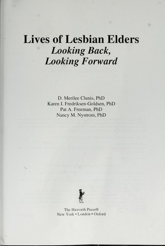 Cover of Lives of lesbian elders : looking back, looking forward