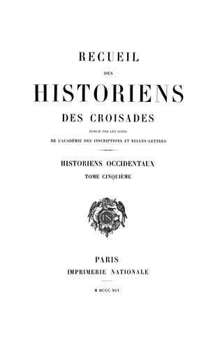 Cover of Recueil des historiens des Croisades