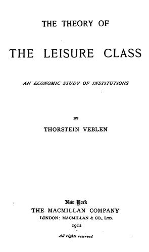 Cover of The Theory of the Leisure Class