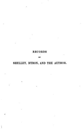 Cover of Recollections of the last days of Shelley and Byron