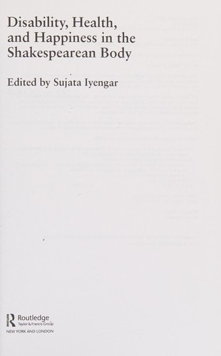 Cover of Disability, Health, and Happiness in the Shakespearean Body