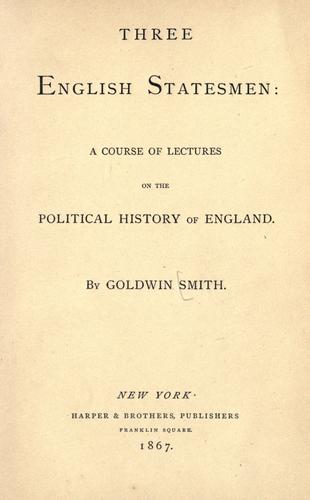 Cover of Three English statesmen