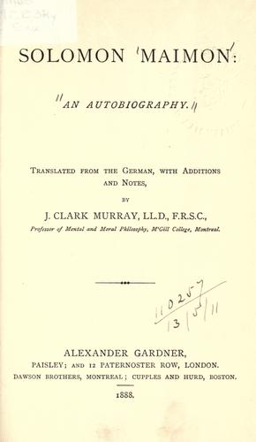 Cover of Solomon Maimon
