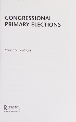 Cover of Congressional Primary Elections