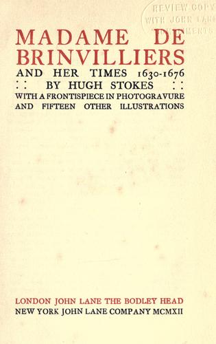 Cover of Madame de Brinvilliers and her times 1630-1676