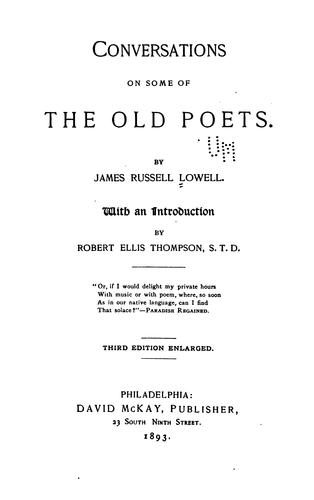 Cover of Conversations on some of the old poets