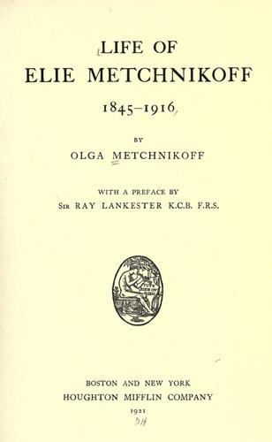 Cover of Vie d'Elie Metchnikoff