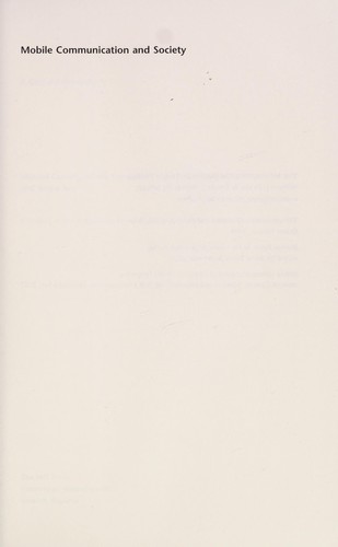 Cover of Mobile communication and society