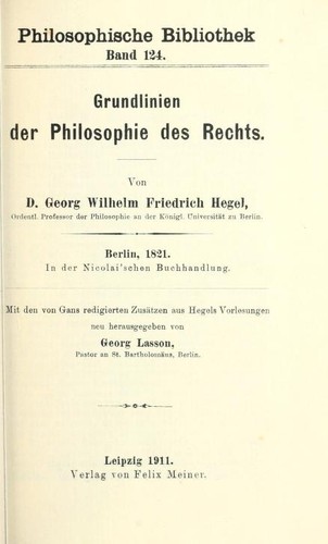 Cover of Grundlinien der Philosophie des Rechts