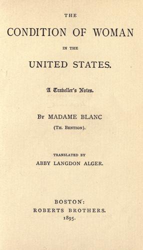 Cover of The condition of woman in the United States