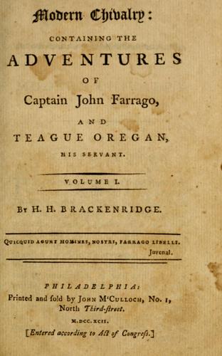 Cover of Modern chivalry