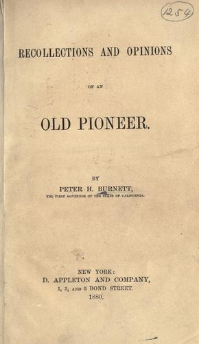 Cover of Recollections and opinions of an old pioneer