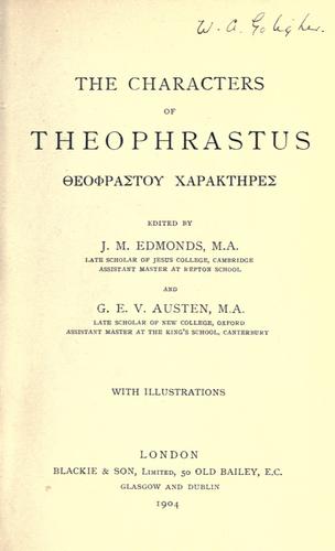 Cover of Theophrasti Characteres