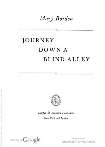 Cover of Journey down a blind alley