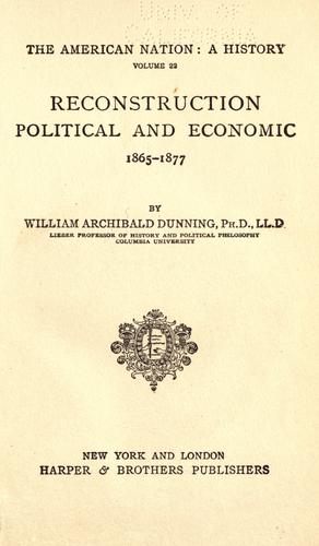 Cover of Reconstruction, political and economic, 1865-1877
