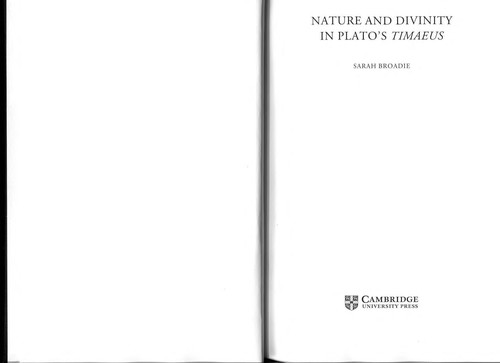 Cover of Nature and divinity in Plato's Timaeus
