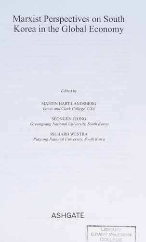 Cover of Marxist perspectives on South Korea in the global economy
