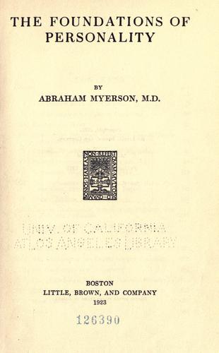 Cover of The foundations of personality