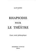 Cover of Rhapsodie pour le théâtre