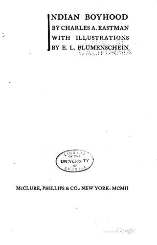 Cover of Indian boyhood